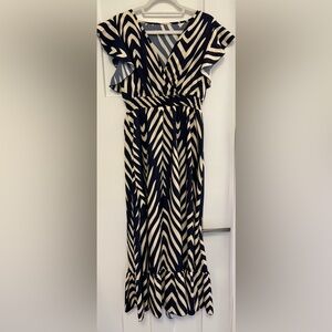 Navy and Cream Maxi Dress